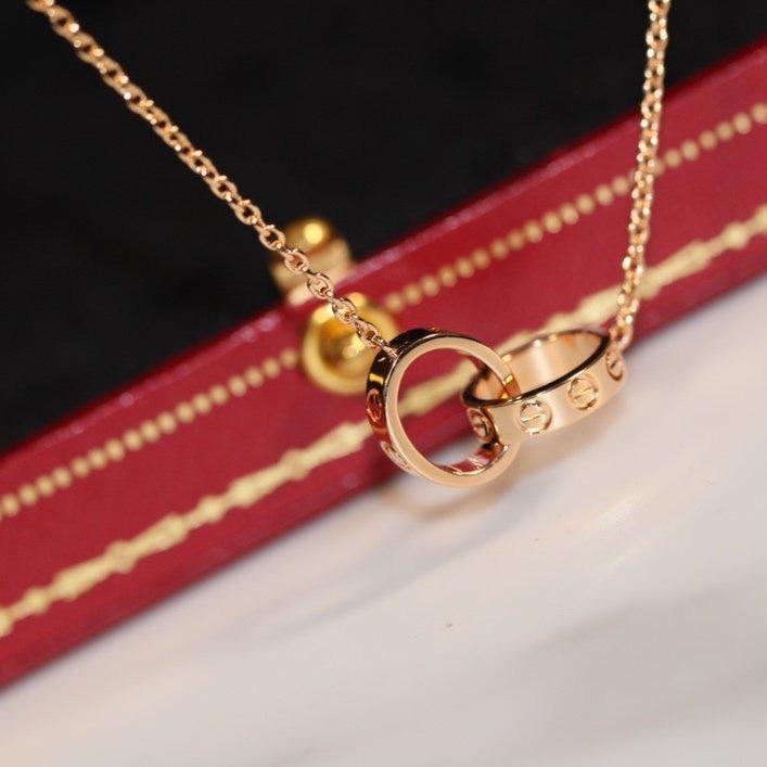 [Vicky]LOVE NECKLACE PINK GOLD AND SILVER