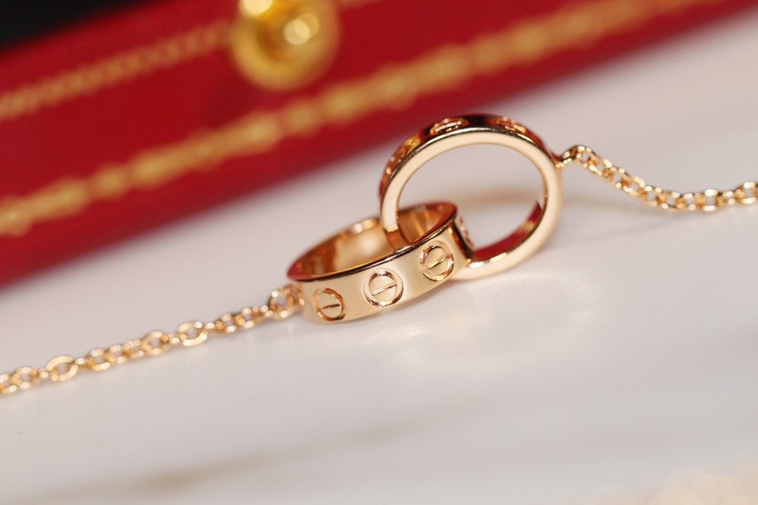 [Vicky]LOVE NECKLACE PINK GOLD AND SILVER