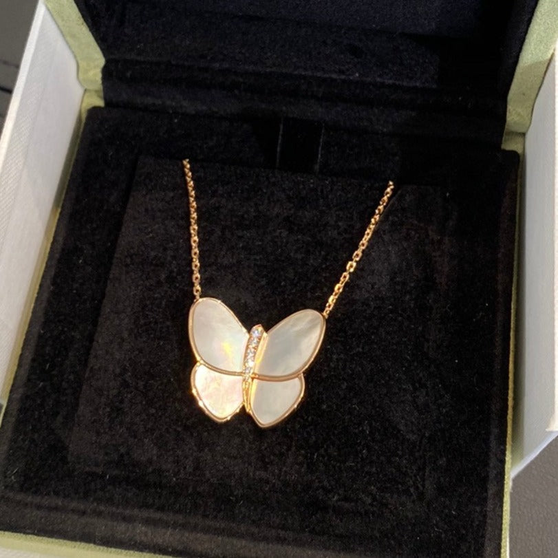 [Vicky]BUTTERFLY GOLD MOP DIAMOND NECKLACE