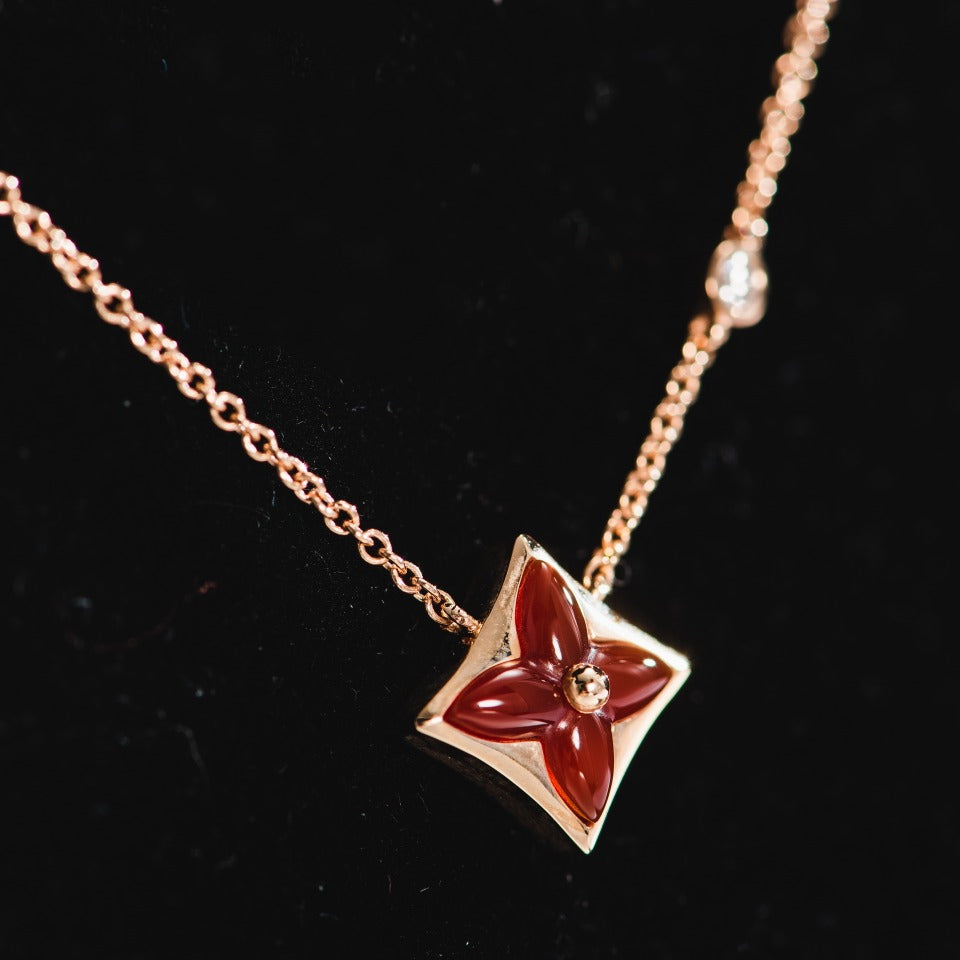 [Vicky]STAR NECKLACE PINK GOLD 1 DIAMOND