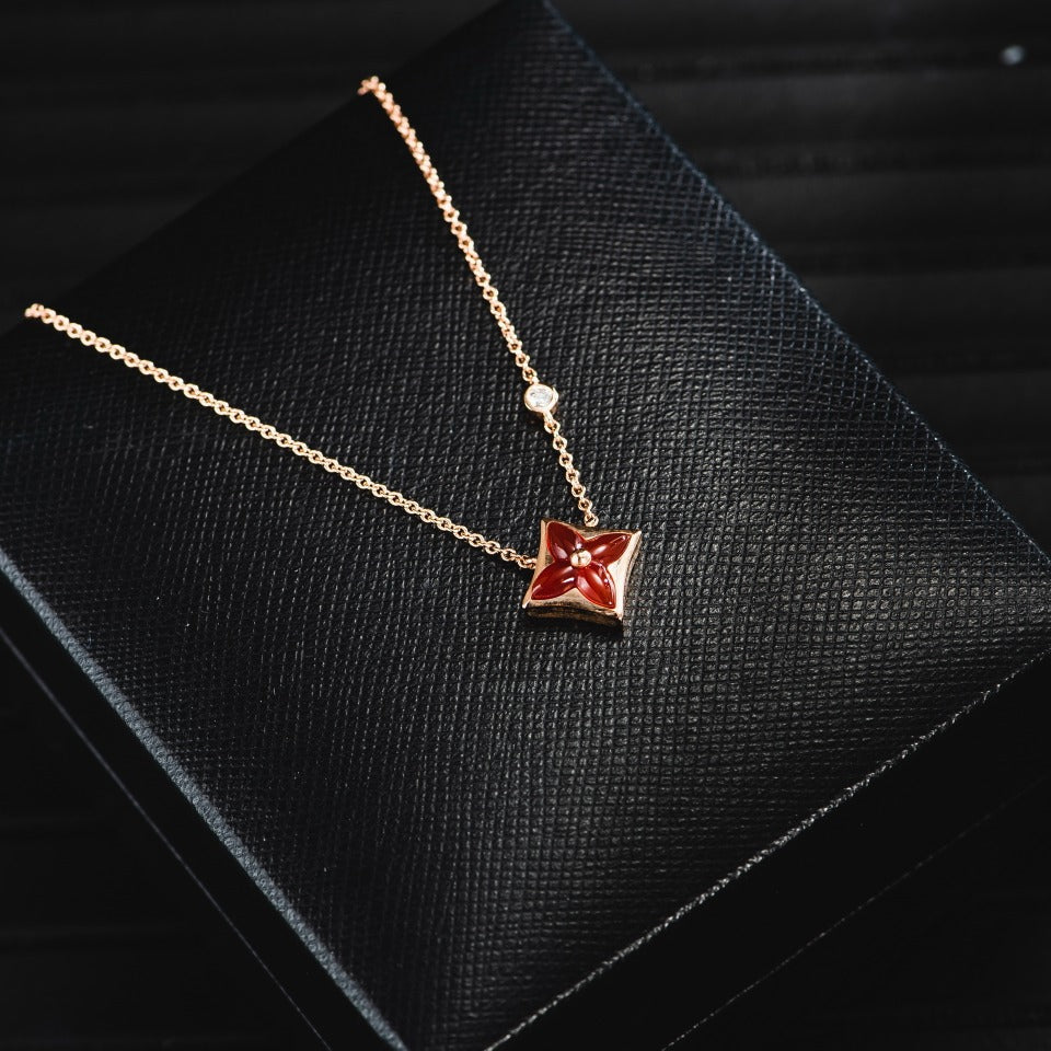 [Vicky]STAR NECKLACE PINK GOLD 1 DIAMOND