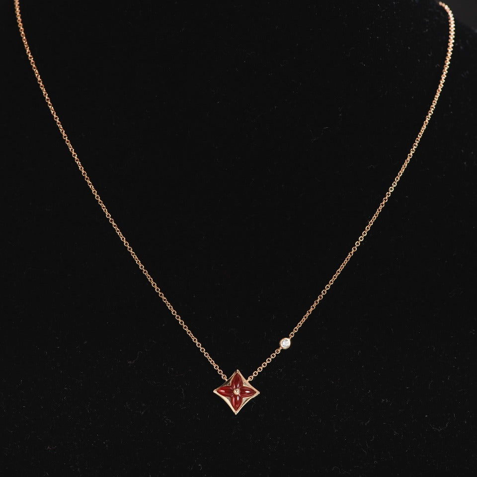 [Vicky]STAR NECKLACE PINK GOLD 1 DIAMOND