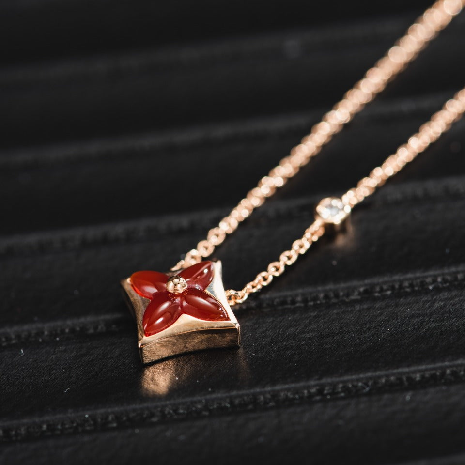 [Vicky]STAR NECKLACE PINK GOLD 1 DIAMOND