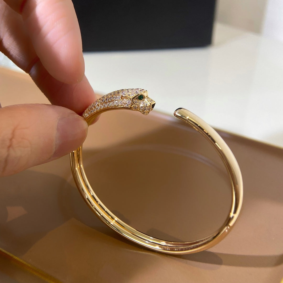 [Vicky]PANTHERE GOLD DIAMOND OPEN BRACELET