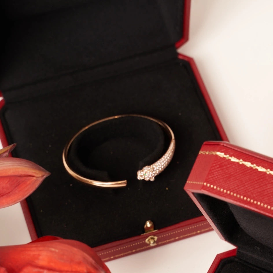 [Vicky]PANTHERE ROSE GOLD DIAMOND OPEN BRACELET