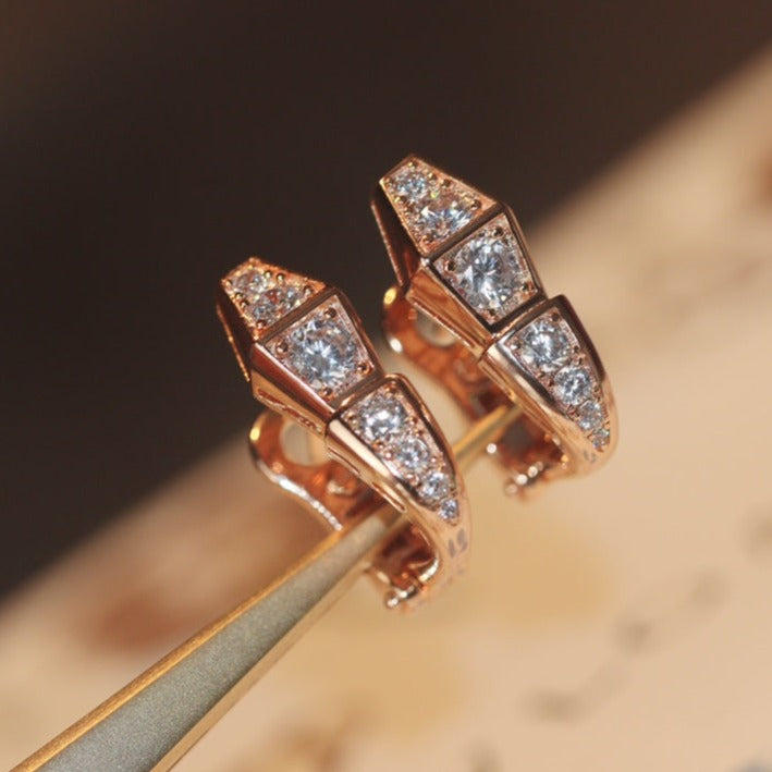 [Vicky]SERPENT PINK GOLD DIAMOND EARRINGS