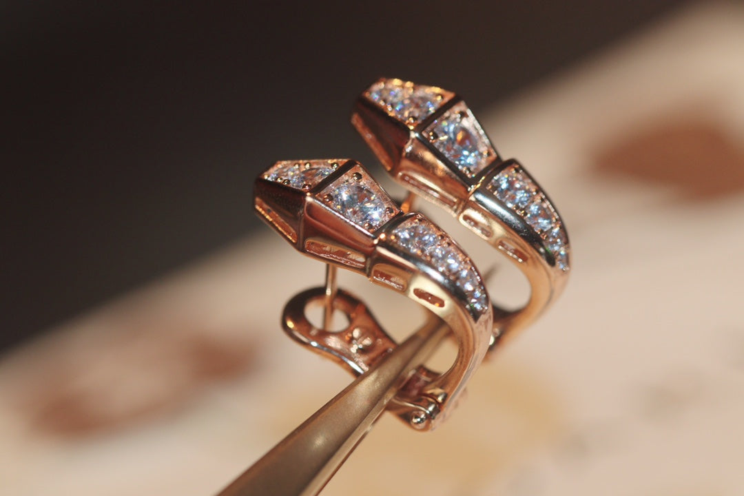 [Vicky]SERPENT PINK GOLD DIAMOND EARRINGS