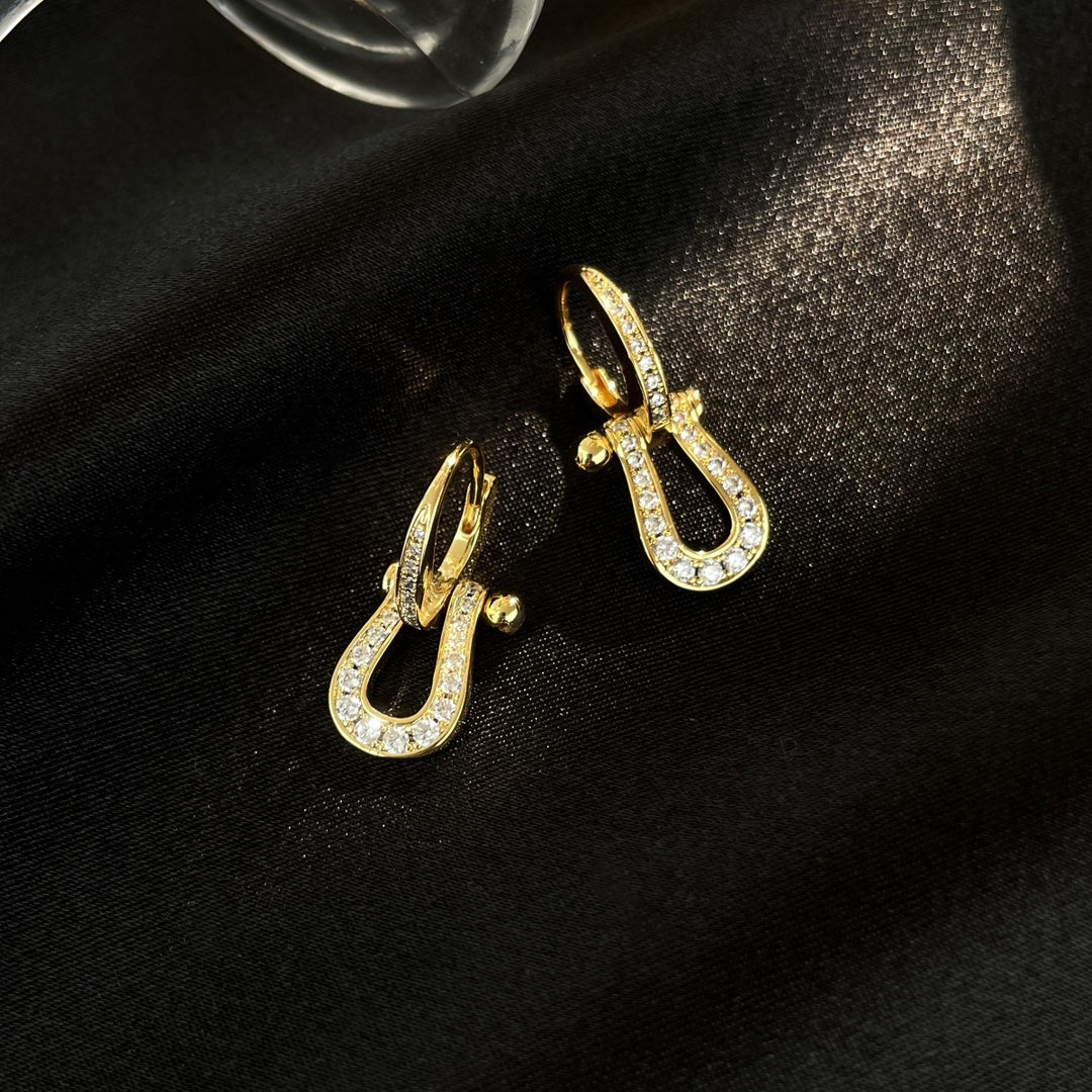 [Vicky]FORCE 10 FULL DIAMOND DROP EARRINGS MEDIUM MODEL