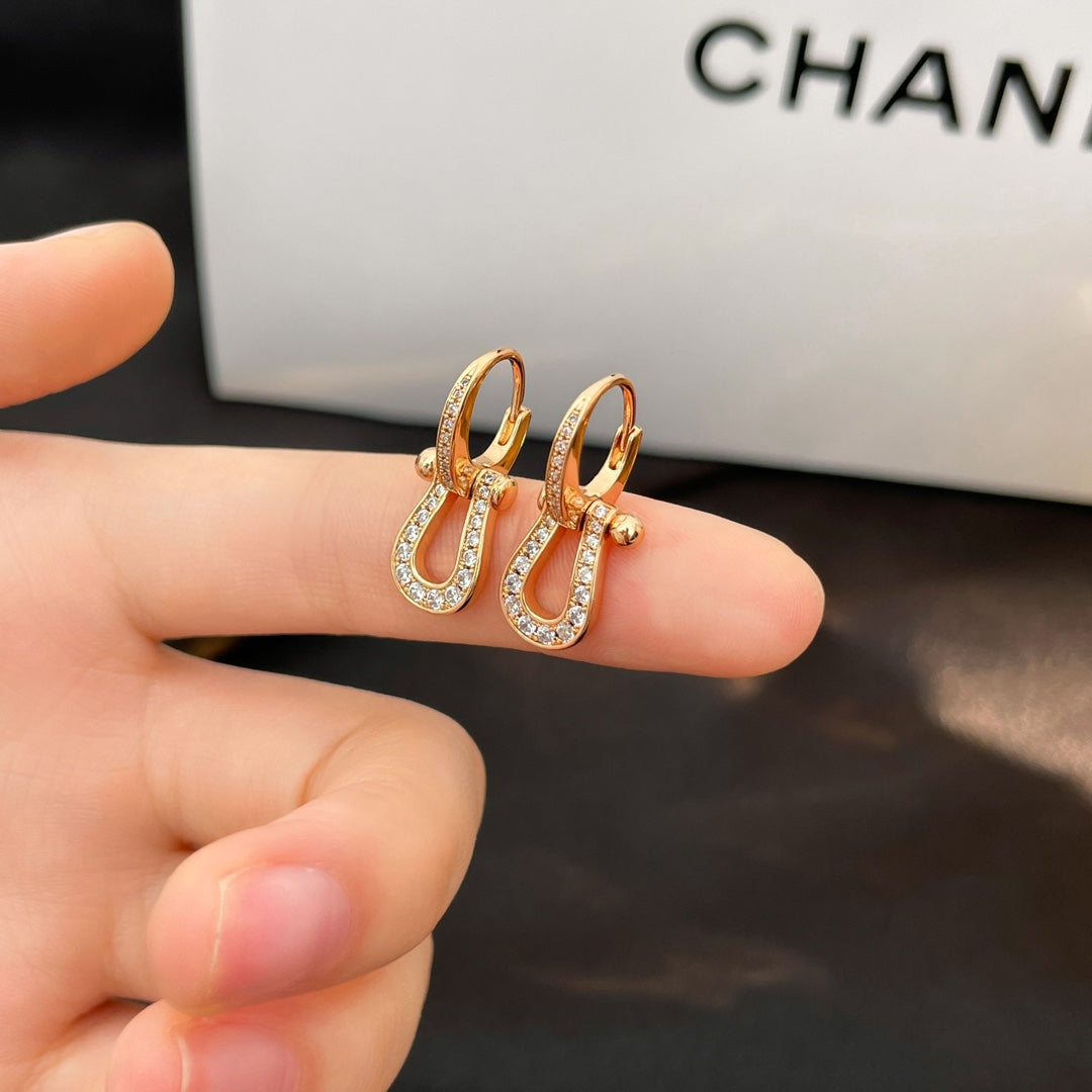 [Vicky]FORCE 10 FULL DIAMOND DROP EARRINGS MEDIUM MODEL