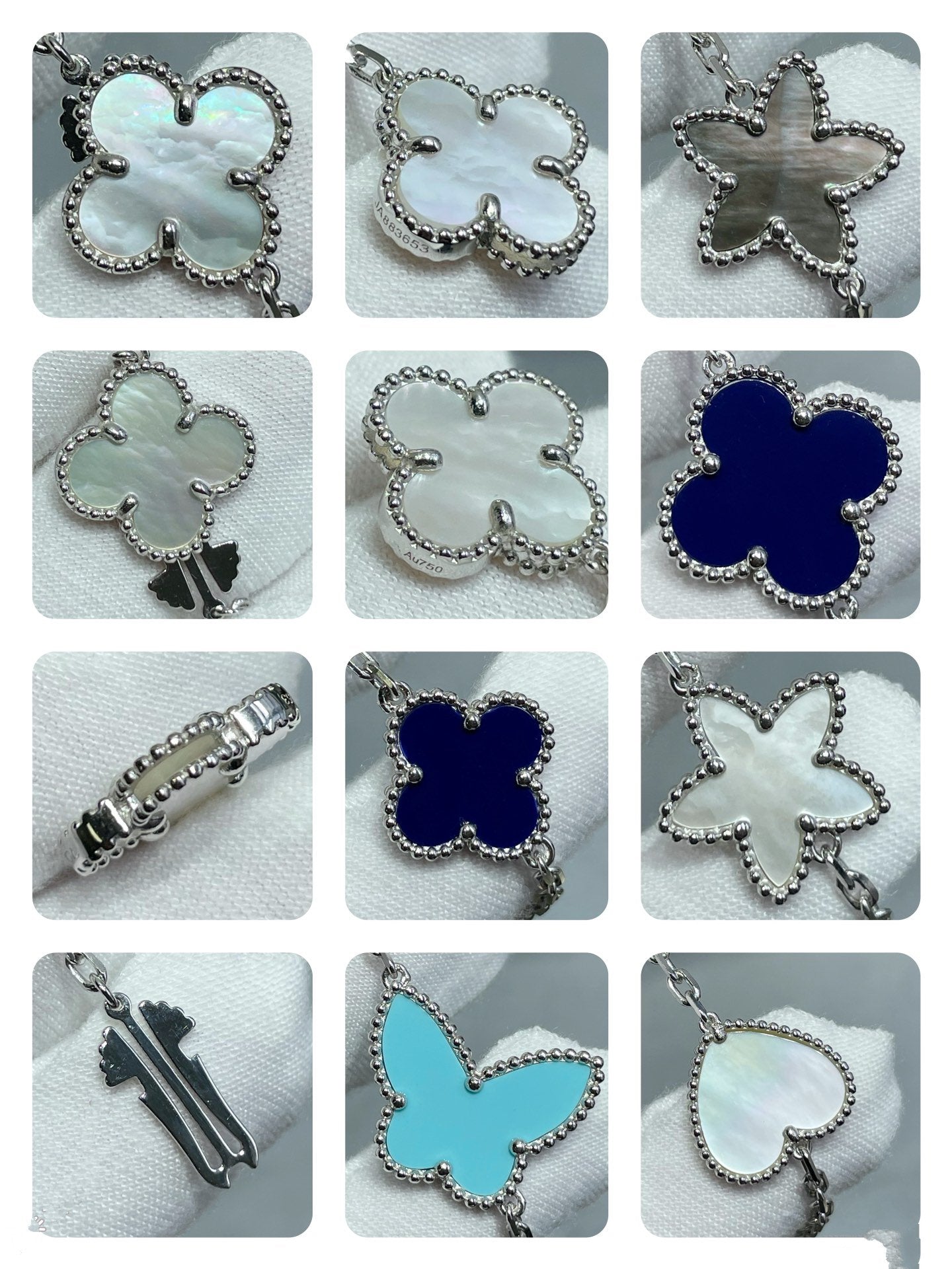 [Vicky]LUCKY CLOVER SILVER 11 MOTIF NECKLACE