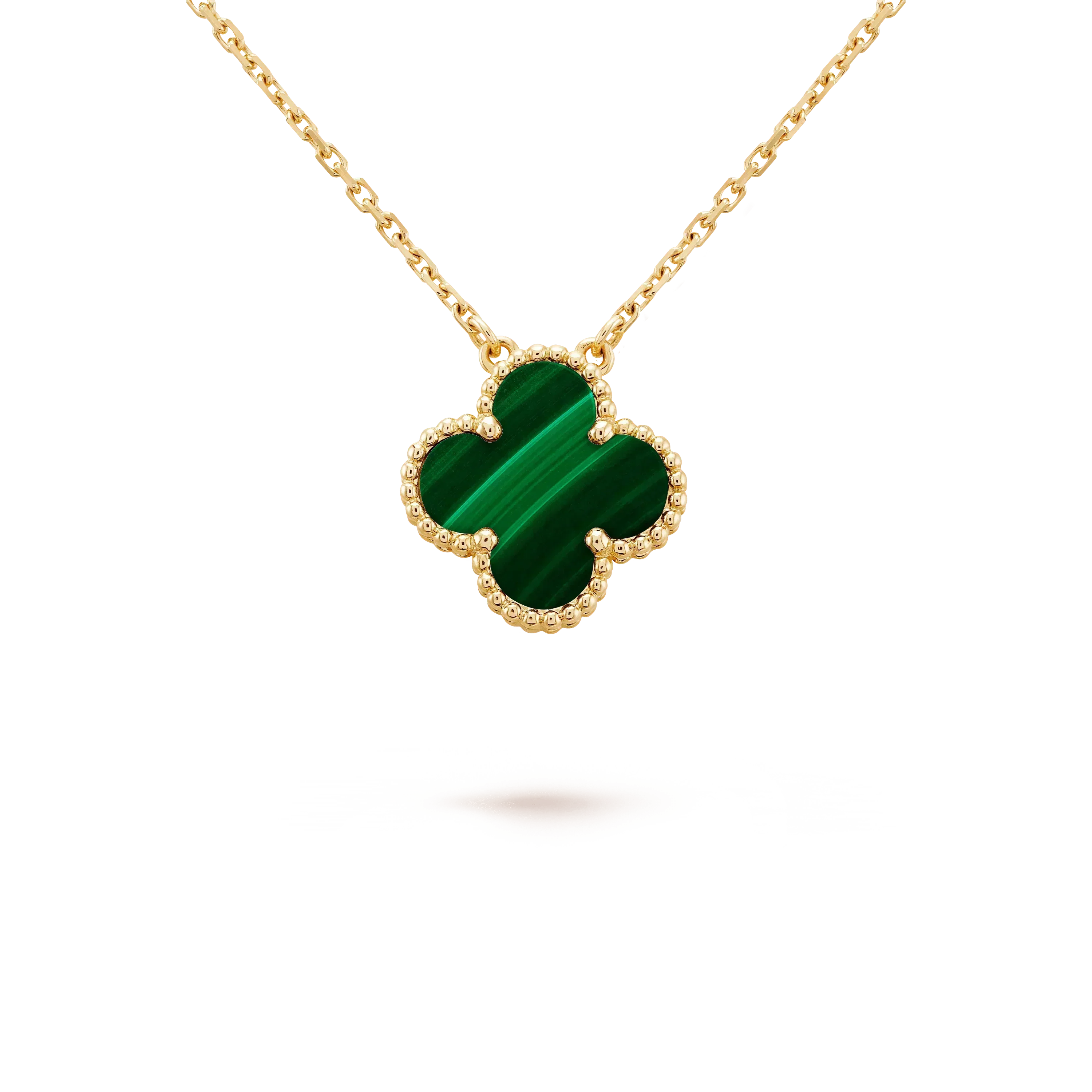 [Vicky]CLOVER 15MM MALACHITE SINGLE FLOWER  NECKLACE