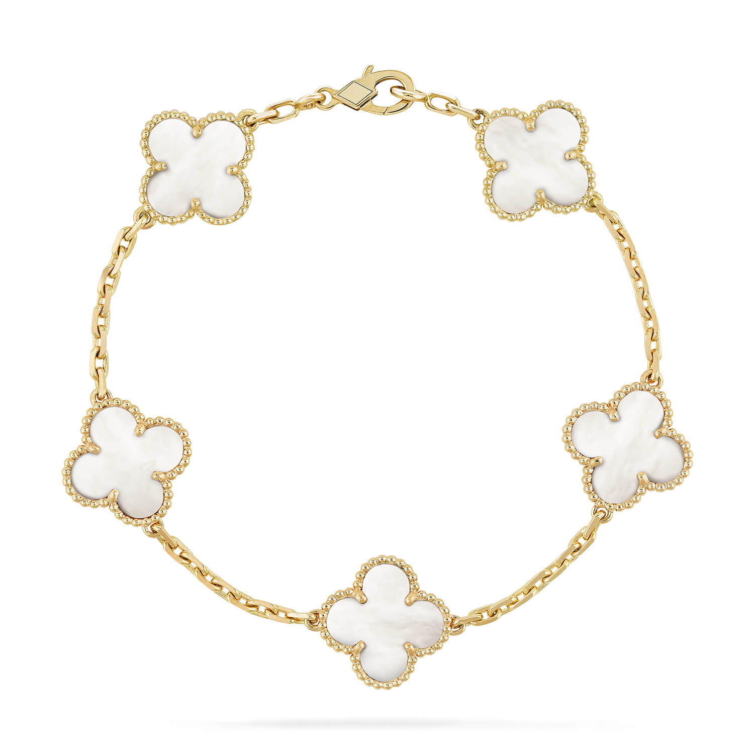 [Vicky]CLOVER  5 MOTIF WHITE MOP BRACELET