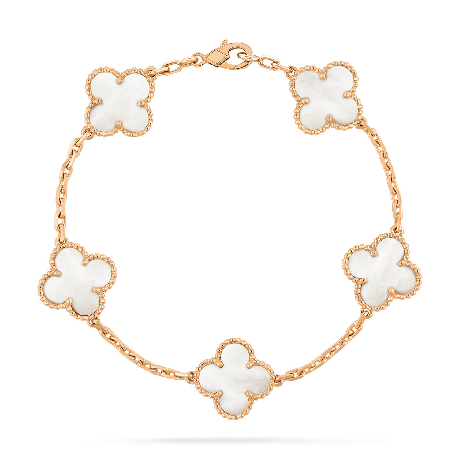 [Vicky]CLOVER  5 MOTIF WHITE MOP BRACELET