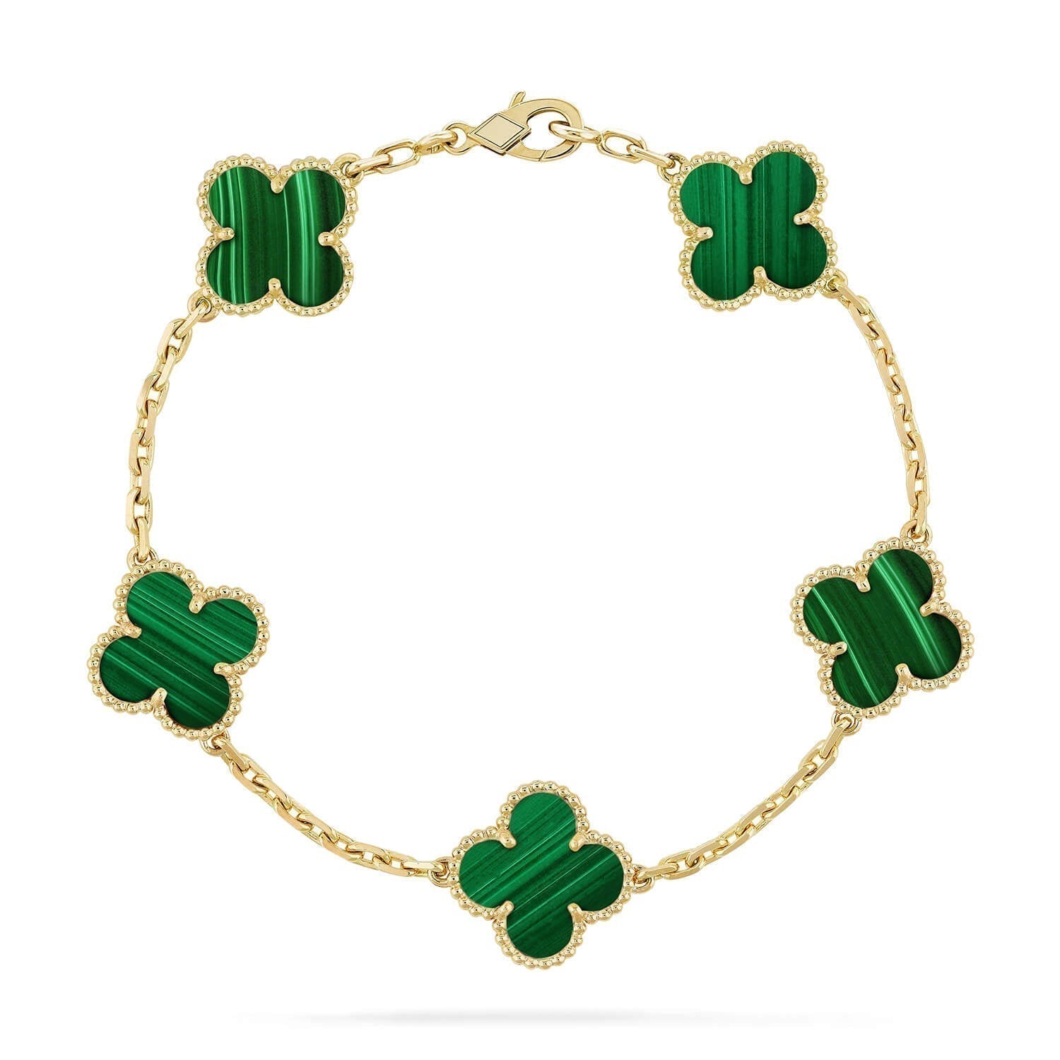 [Vicky]CLOVER 5 MOTIFS MALACHITE BRACELET