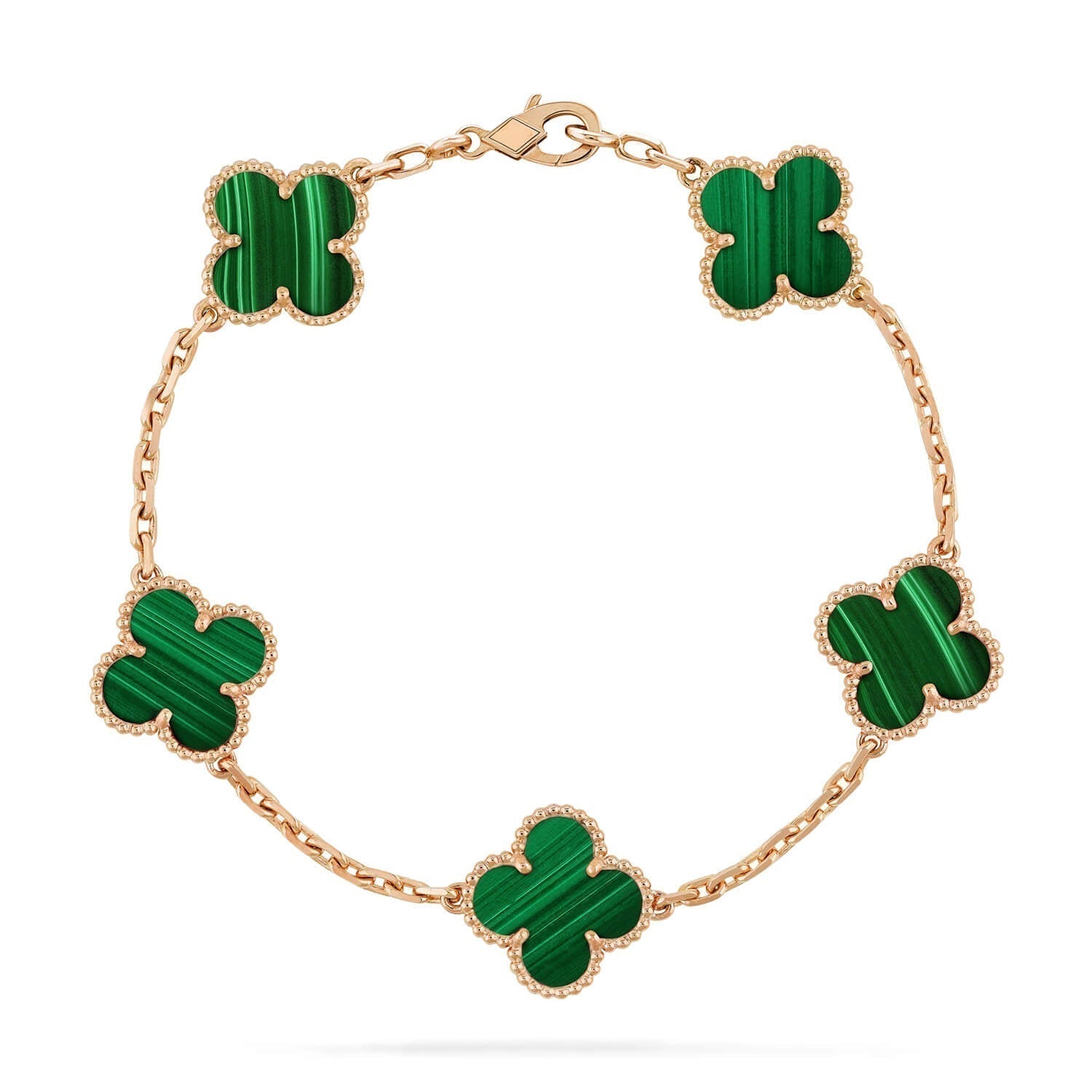 [Vicky]CLOVER 5 MOTIFS MALACHITE BRACELET