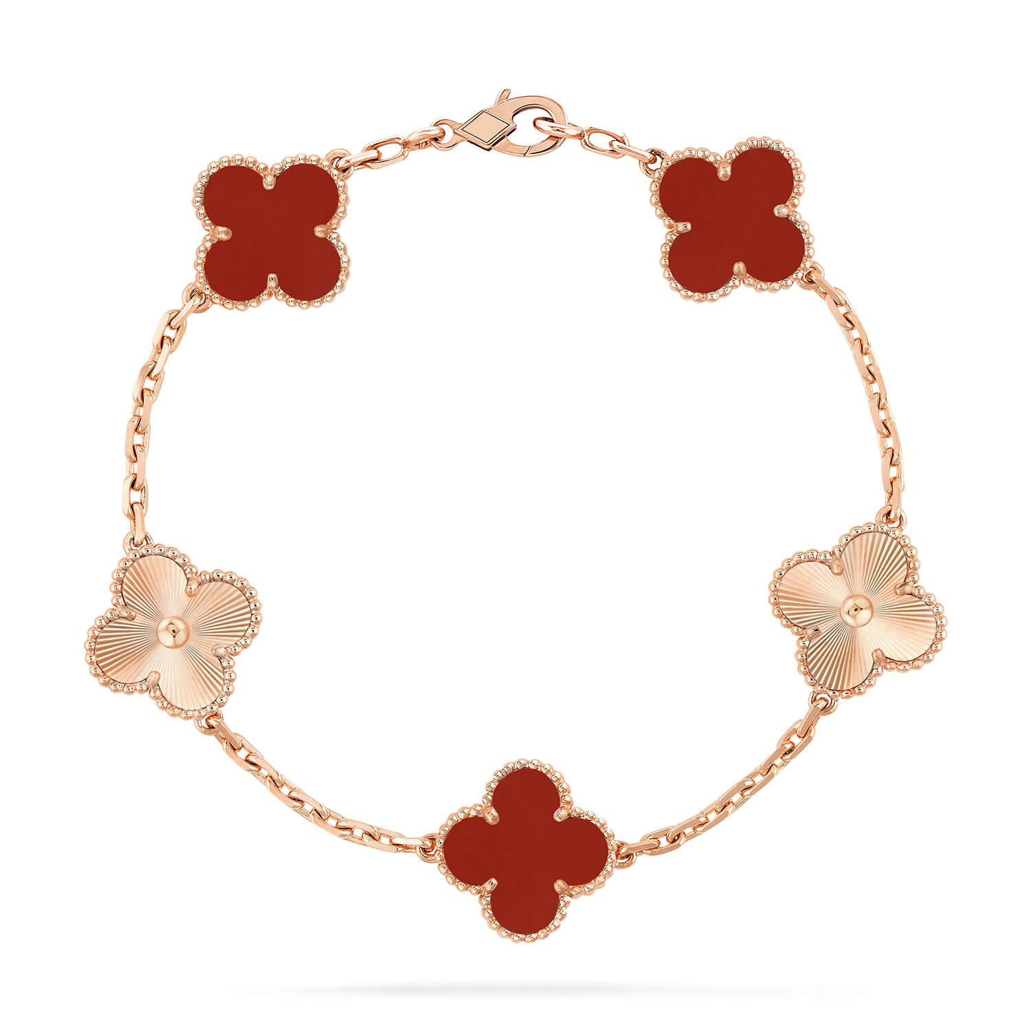 [Vicky]CLOVER  5 MOTIFS CARNELIAN GOLD BRACELET