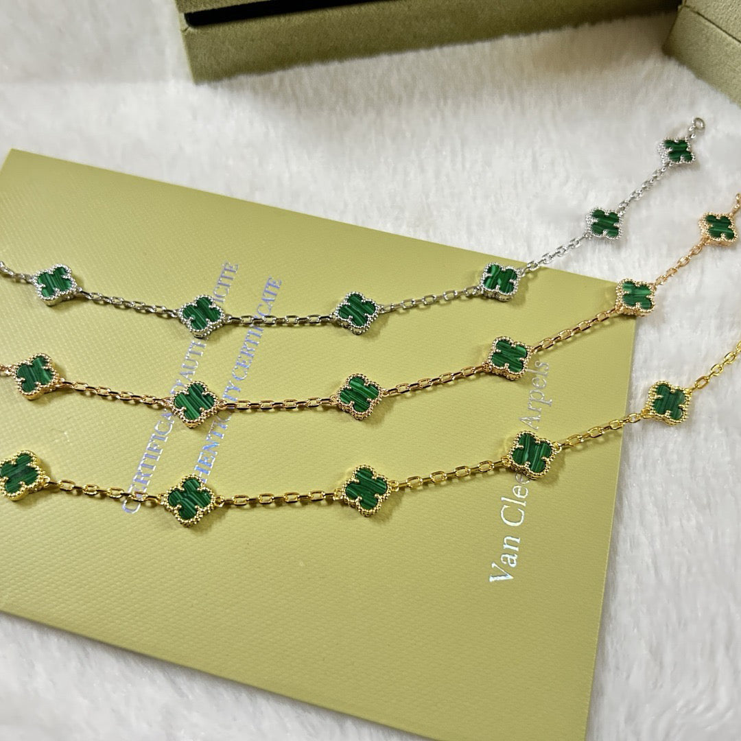 [Vicky]CLOVER 6 MOTIF MALACHITE BRACELET
