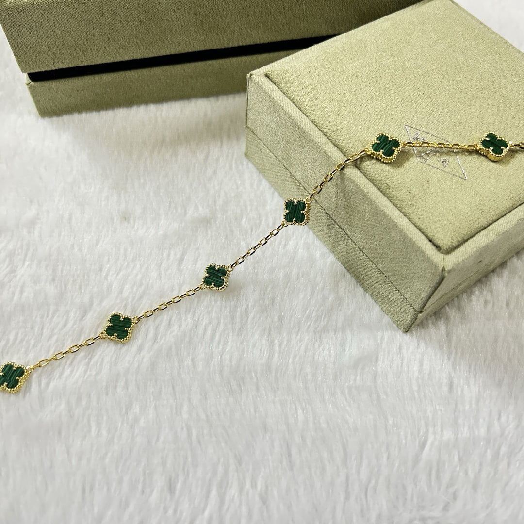 [Vicky]CLOVER 6 MOTIF MALACHITE BRACELET