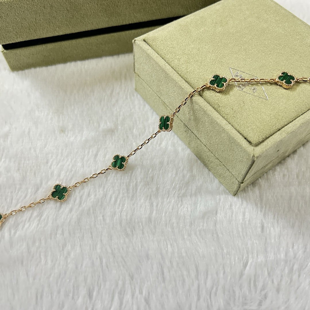 [Vicky]CLOVER 6 MOTIF MALACHITE BRACELET