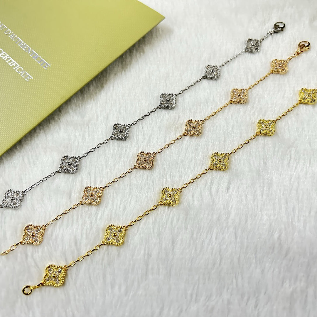 [Vicky]CLOVER 6 MOTIF DIAMOND BRACELET
