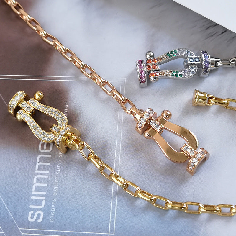 [Vicky]FORCE LARGE HORSESHOE CLASP  METAL BRACELET