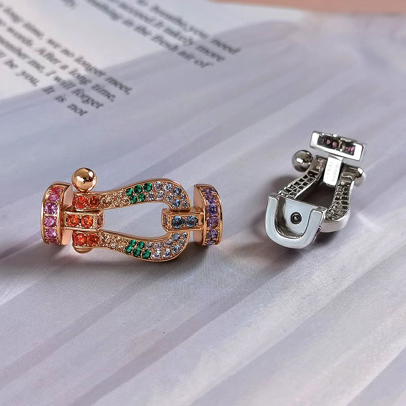 [Vicky]FORC LARGE HORSESHOE  COLORED DIAMOND BRACELET SILVER