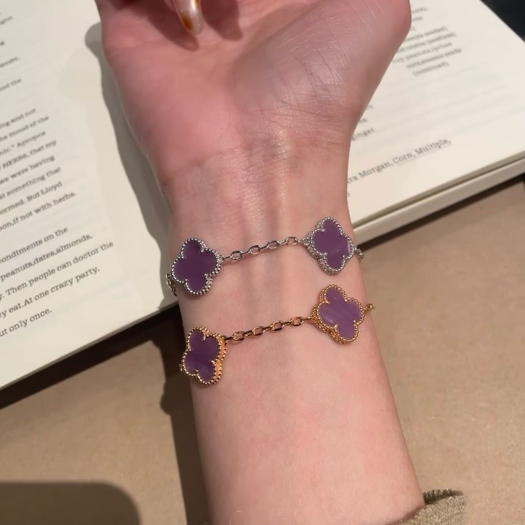 [Vicky]CLOVER  5 MOTIFS  PURPLE VIOLET BRACELET
