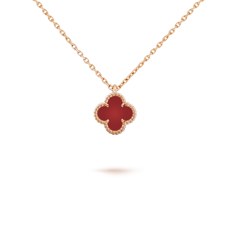 [Vicky]CLOVER MINI 9.5MM WHITE CARNELIANS NECKLACE