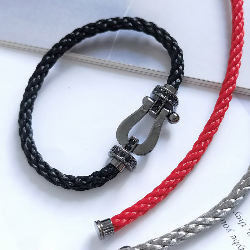 [Vicky]FORCE LARGE SERIES HORSESHOE BLACK SAMURAI BRACELET