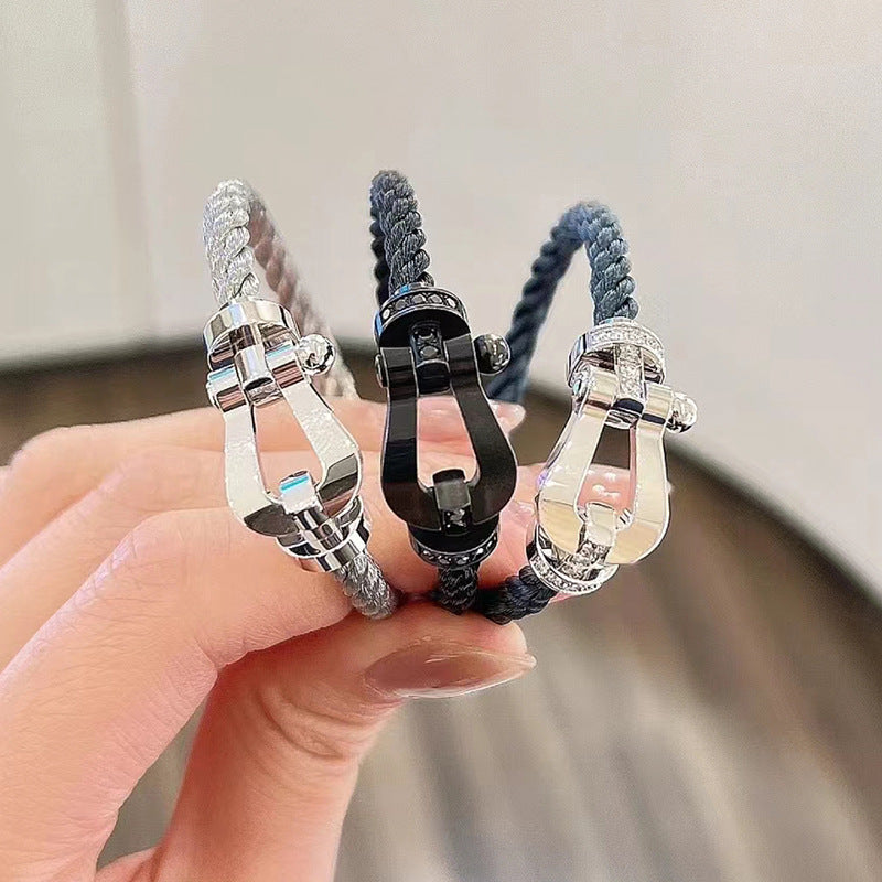 [Vicky]FORCE LARGE HORSESHOE HALF DIAMOND BRACELET SILVER