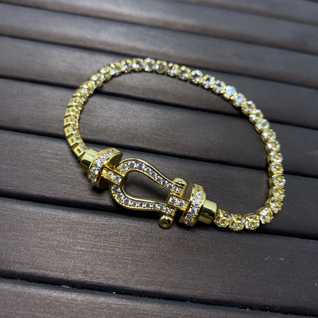 [Vicky]FORCE  LARGE HORSESHOE FULL DIAMOND TENNIS BRACELET