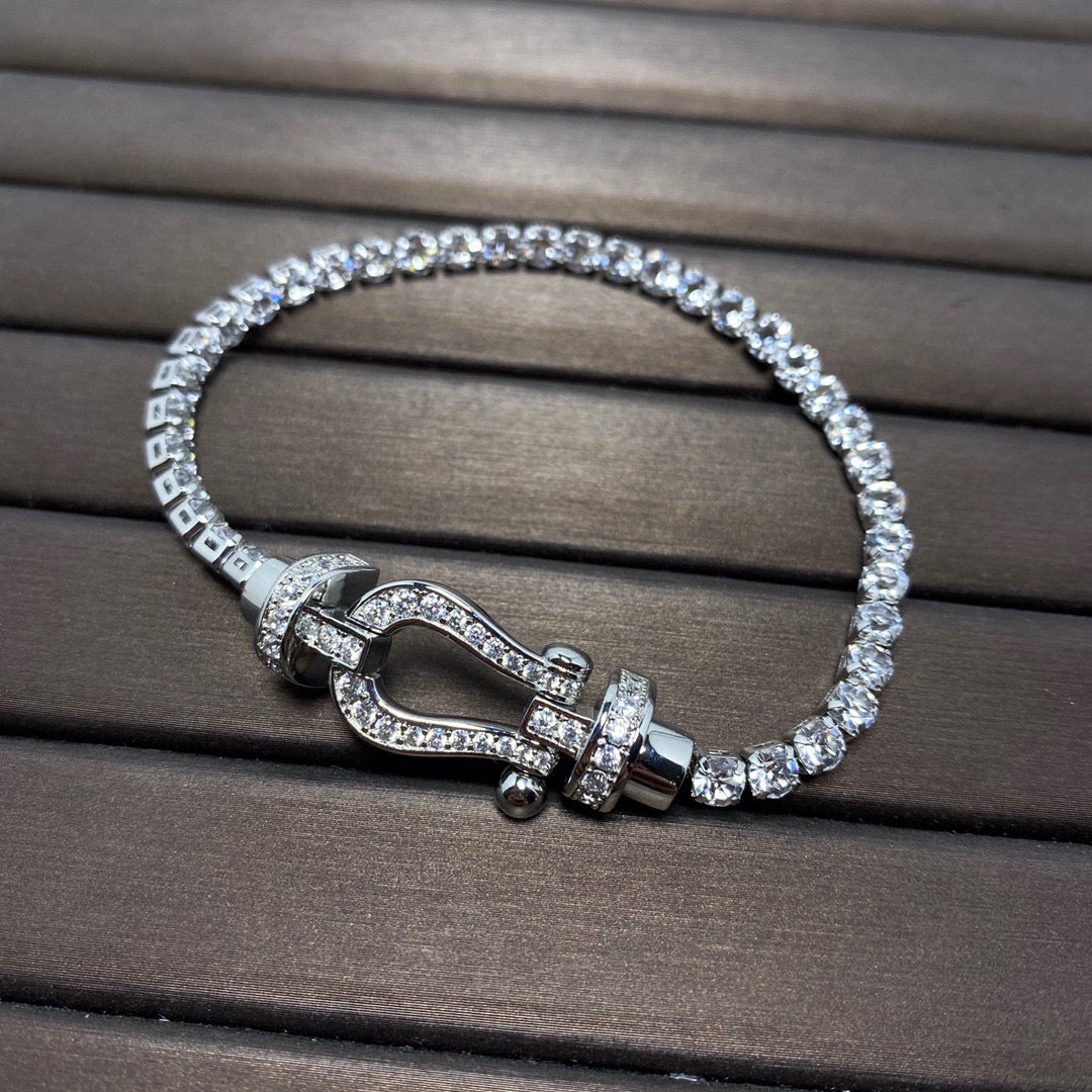 [Vicky]FORCE  LARGE HORSESHOE FULL DIAMOND TENNIS BRACELET