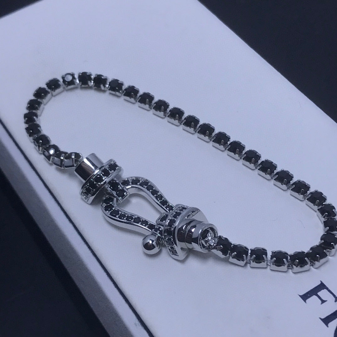 [Vicky]FORCE  LARGE HORSESHOE FULL DIAMOND TENNIS BRACELET