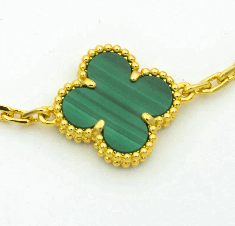 [Vicky]CLOVER  5 MOTIF MALACHITE DIAMOND BRACELET