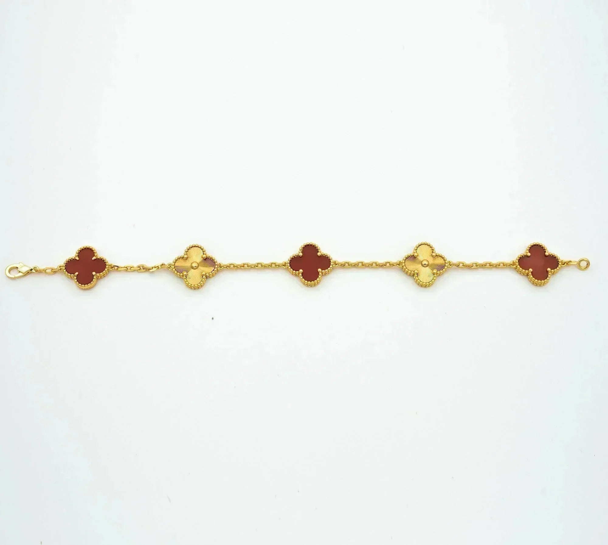 [Vicky]CLOVER  5 MOTIFS CARNELIAN GOLD BRACELET