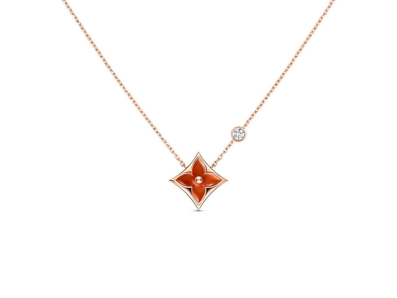 [Vicky]STAR NECKLACE PINK GOLD 1 DIAMOND
