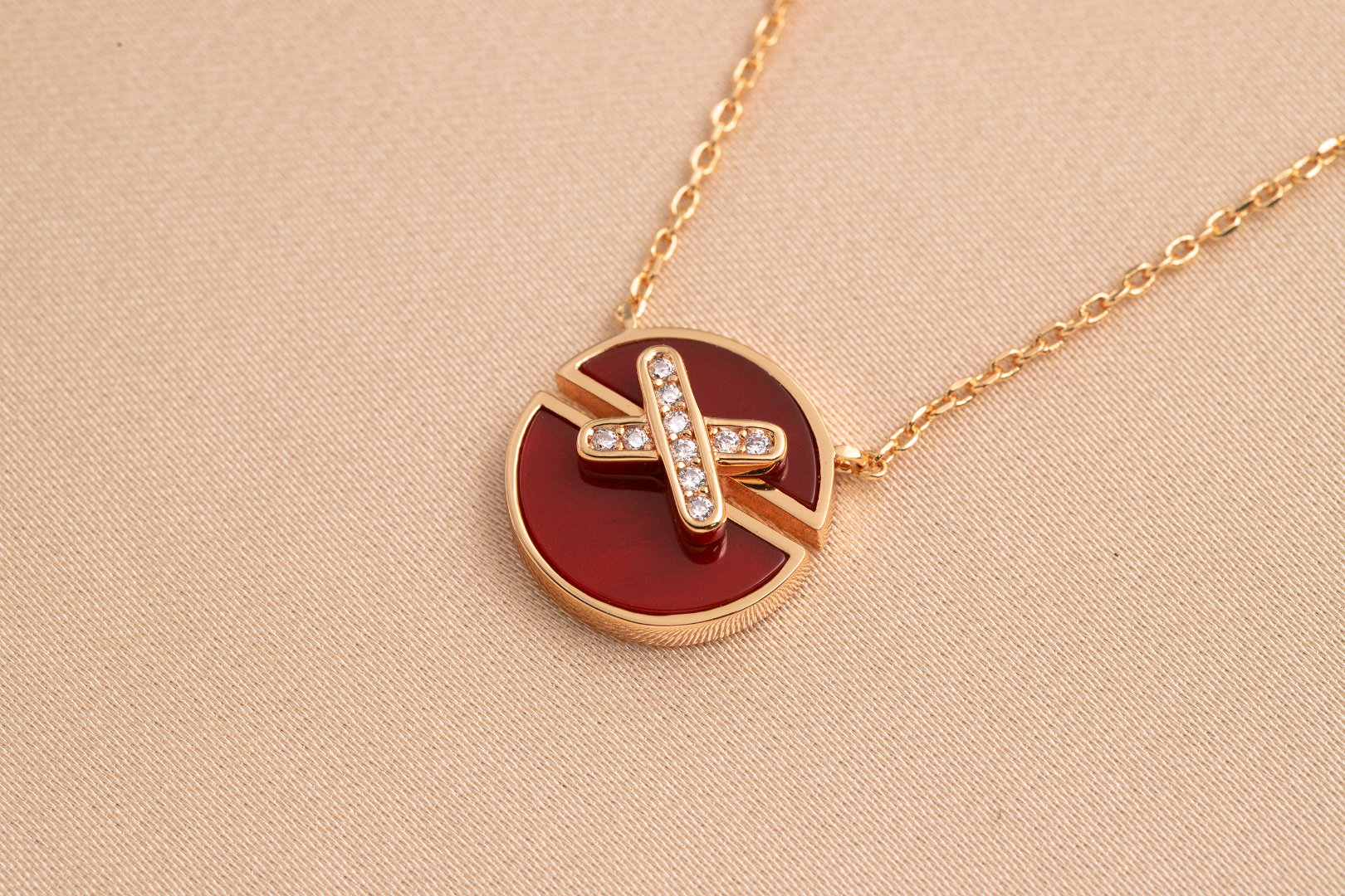 [Vicky]JEUX DE PINK GOLD DIAMOND NECKLACE