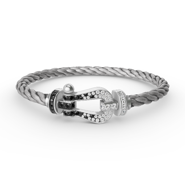 [Vicky]FORCE LARGE HORSESHOE BLACK WHITE DIAMOND BRACELET SILVER