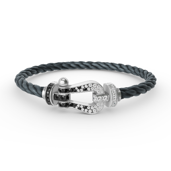 [Vicky]FORCE LARGE HORSESHOE BLACK WHITE DIAMOND BRACELET SILVER