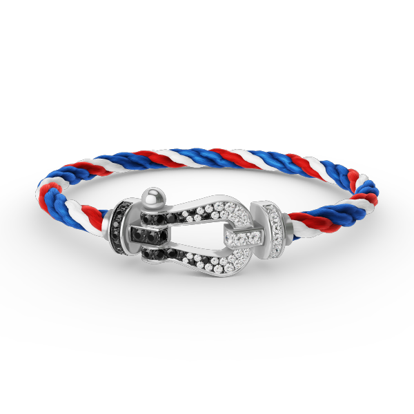 [Vicky]FORCE LARGE HORSESHOE BLACK WHITE DIAMOND BRACELET SILVER