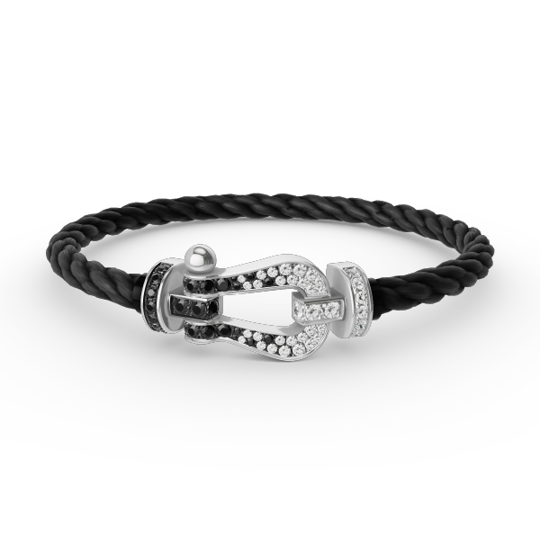 [Vicky]FORCE LARGE HORSESHOE BLACK WHITE DIAMOND BRACELET SILVER