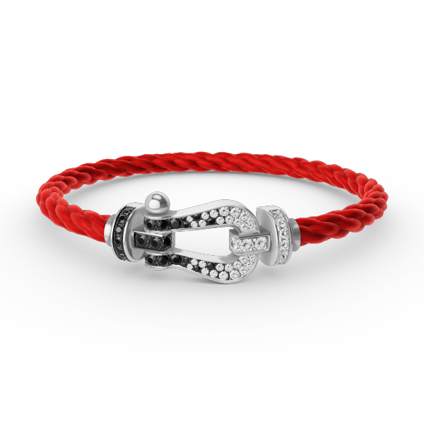 [Vicky]FORCE LARGE HORSESHOE BLACK WHITE DIAMOND BRACELET SILVER