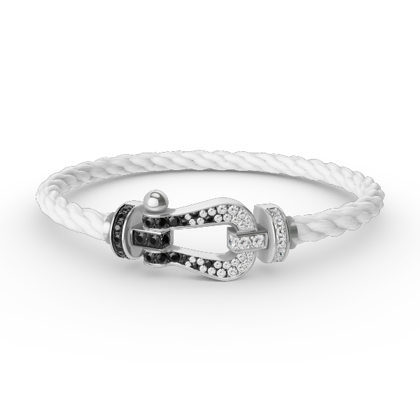 [Vicky]FORCE LARGE HORSESHOE BLACK WHITE DIAMOND BRACELET SILVER