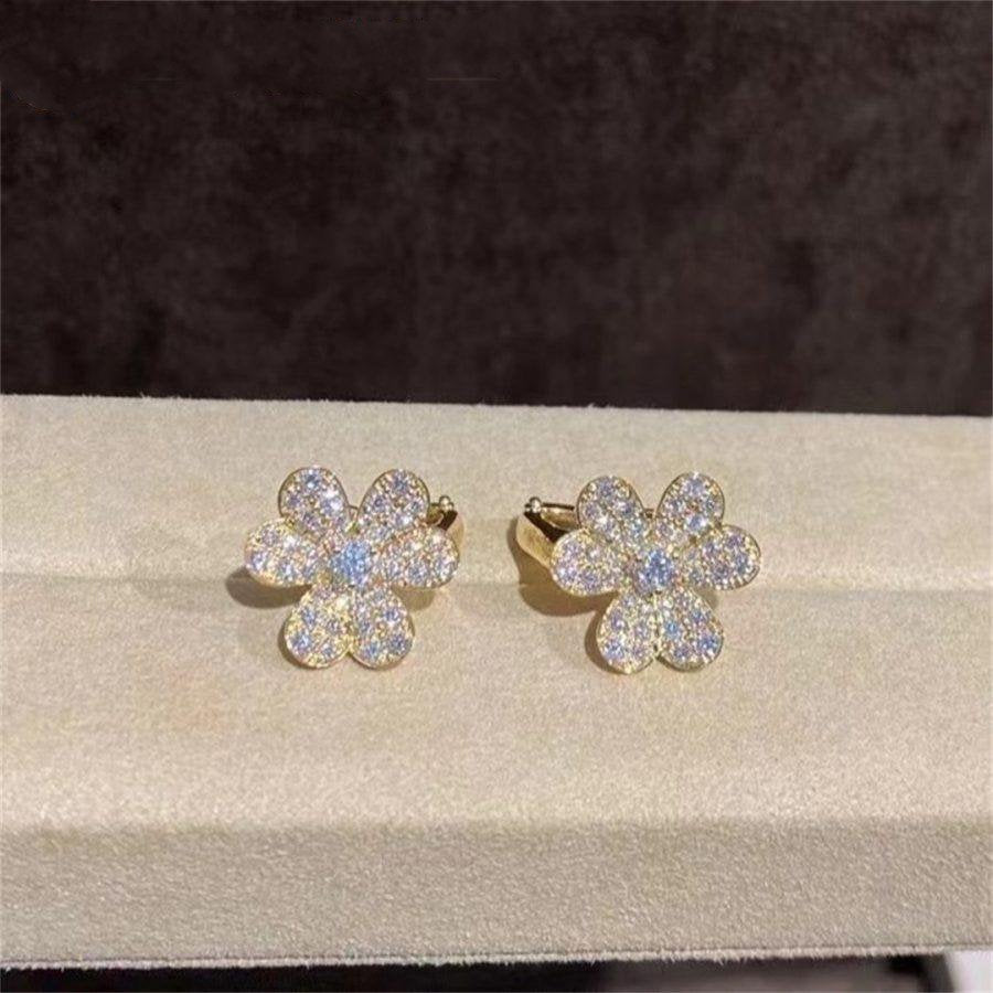 [Vicky]FRIVOLE GOLD FLOWER DIAMOND EARRINGS