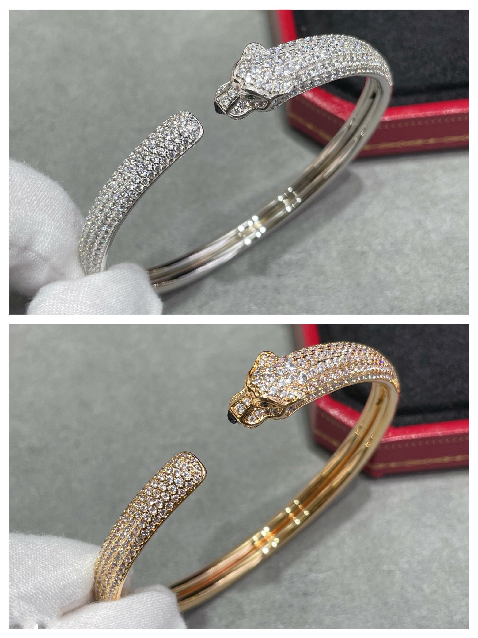 [Vicky]PANTHERE FULL DIAMOND OPEN BRACELET