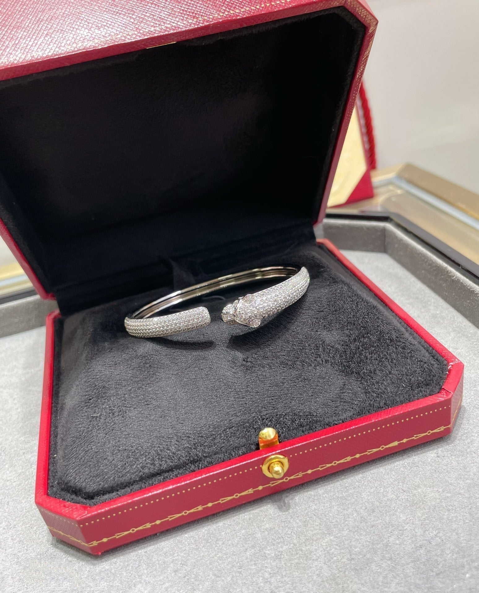 [Vicky]PANTHERE FULL DIAMOND OPEN BRACELET