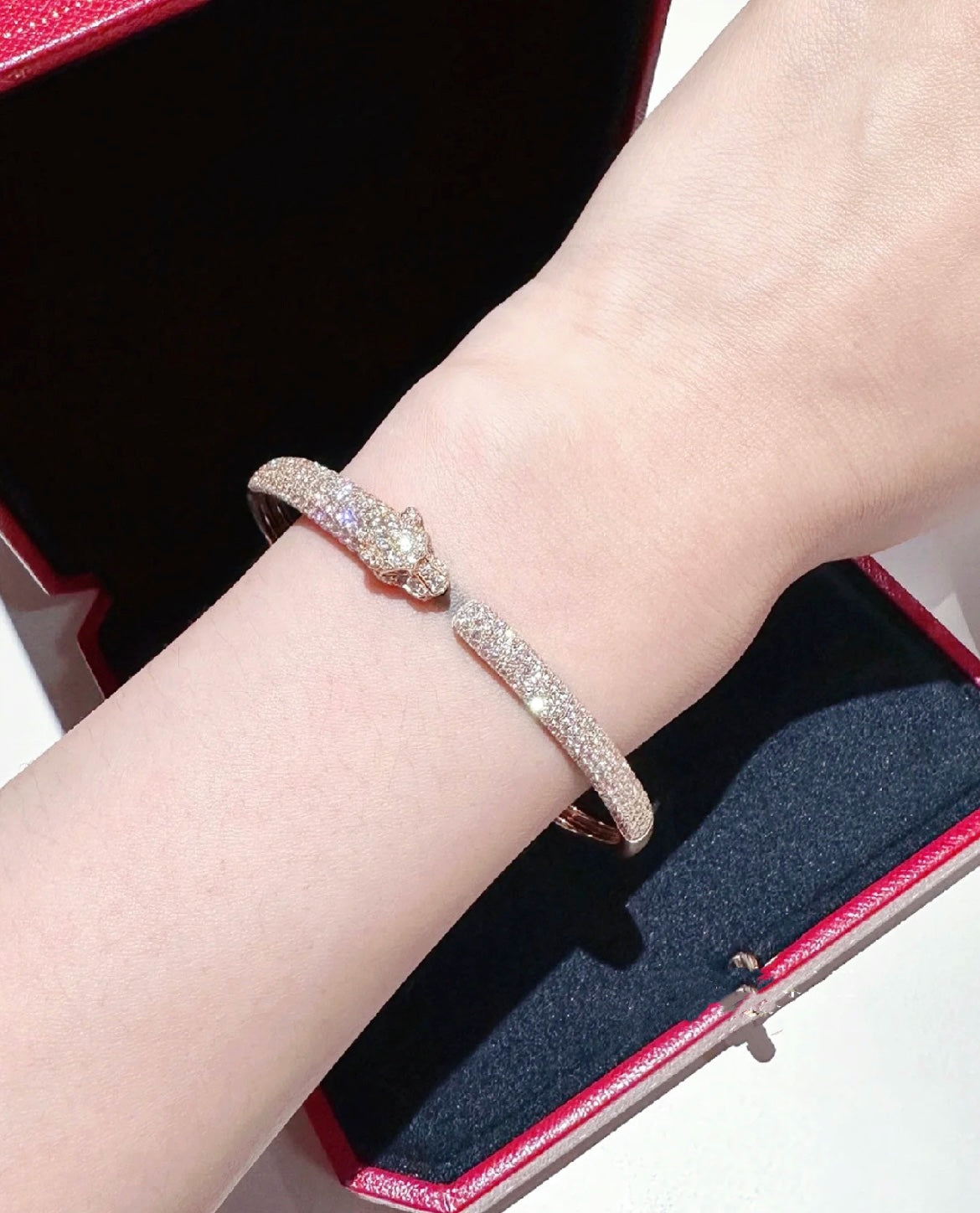 [Vicky]PANTHERE FULL DIAMOND OPEN BRACELET